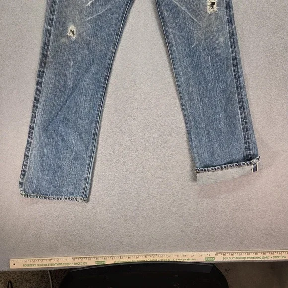 Japanese Selvedge Jeans Mens Whiskers Thrashed Justin Zip Fits 30x30 - Picture 8 of 15